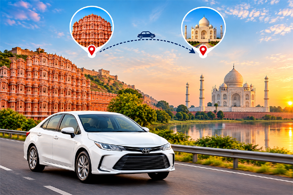 Taj Mahal sightseeing tour from Jaipur by taxi